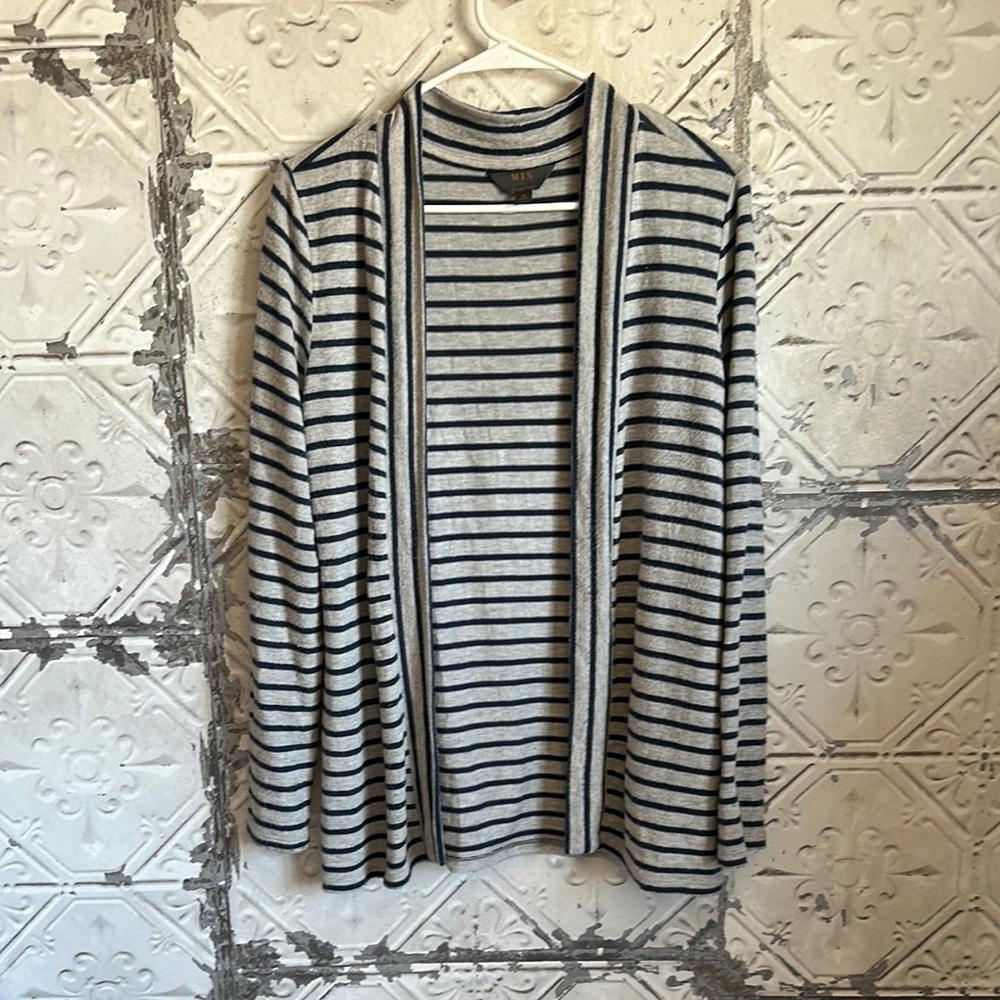 Striped Gray and navy cardigan